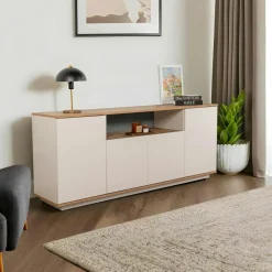 Buffets Contemporains|Buffets Contemporains|MARFA Buffet salle à manger blanc cachemire 1 niche centrale