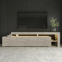 Buffets Contemporains|Buffets Contemporains|JENA Buffet salle à manger moderne effet travertin 6 portes