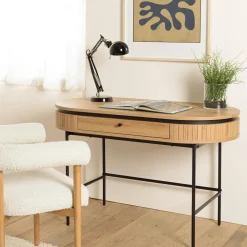 Bureaux En Bois|JINAN Bureau 1 tiroir bords arrondis décor strié