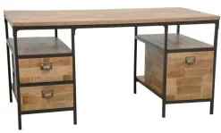 Bureaux Vintage|Bureaux En Bois|Loft / Loft Colors Bureau 3 tiroirs, 2 niches ouvertes en Hévéa recyclé naturel et métal 150x75x75cm LOFT