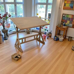 Bureaux En Bois|Tradition Bureau architecte inclinable bois hévéa massif