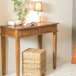 Bureaux En Bois|Bisho Bureau console colonial Teck Miel 90cm