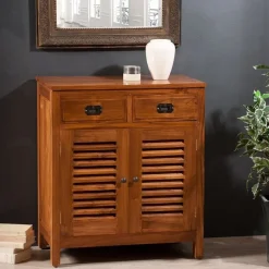 Bureaux En Bois|Bisho Bureau console colonial Teck Miel 90cm