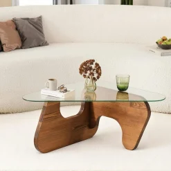 Bureaux En Bois|ANZIO Bureau en bois foncé et verre noir - style moderne