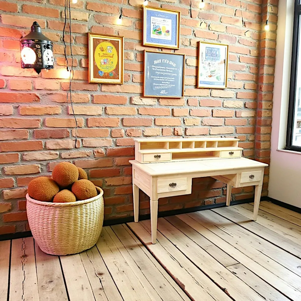 Bureaux En Bois|Tradition Bureau Hévéa 4 tiroirs, 7 niches 150x70x75cm