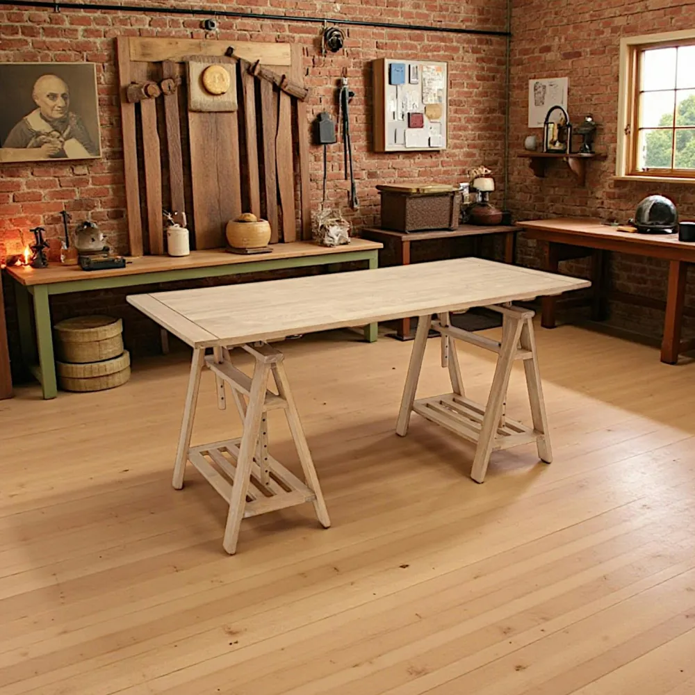 Bureaux En Bois|Tradition Bureau Hévéa en 3 parties 165x80x76cm