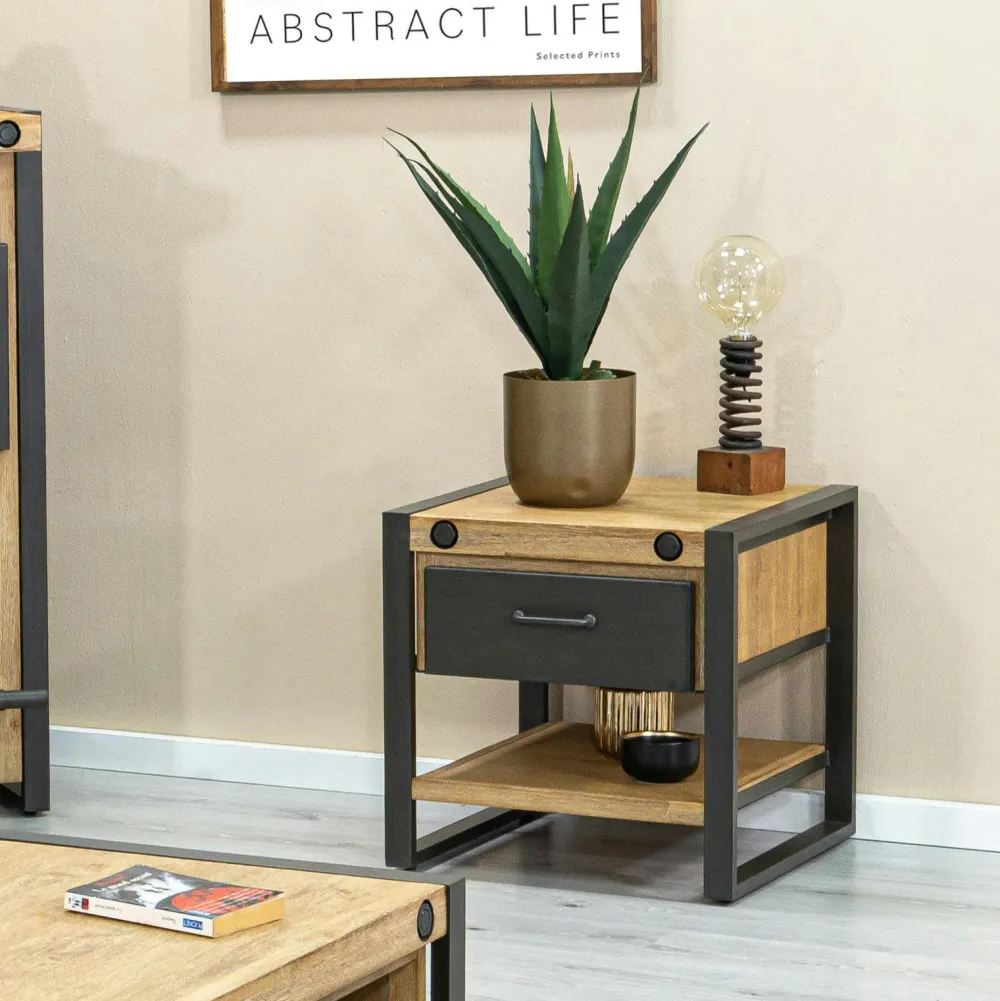 Univers Déco·Loft Industriel|Bureaux En Bois|Brooklyn Bureau Inspiration Indus' en Acacia et Métal 3 tiroirs métal 140x60x78,5cm