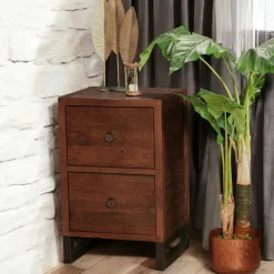 Caissons De Bureau|SAMOA Caisson de bureau en bois brun recyclé 2 tiroirs