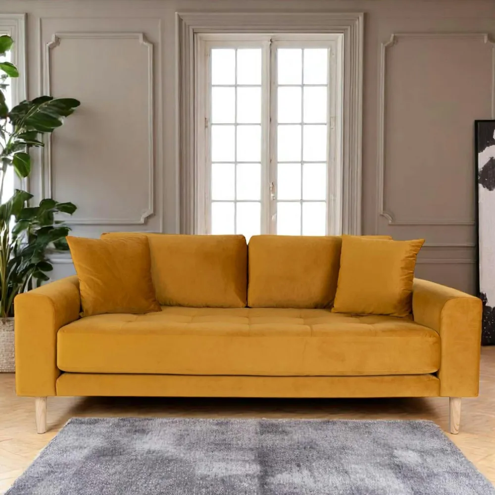 Canapés En Tissu|AMSTERDAM Canapé 2 places 1/2 bleu nuit - velours,