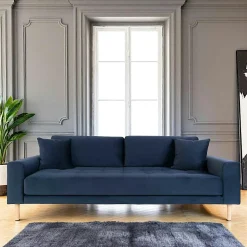 Canapés En Tissu|AMSTERDAM Canapé 2 places 1/2 bleu nuit - velours,