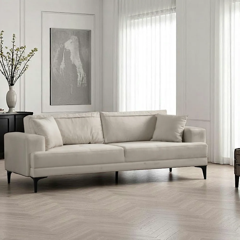 Canapés 3 Places|Canapés En Tissu|JACA Canapé 3 places anthracite avec couchage d’appoint