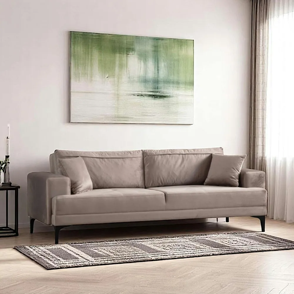 Canapés 3 Places|Canapés En Tissu|JACA Canapé 3 places anthracite avec couchage d’appoint