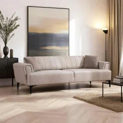 Canapés En Tissu|LUCCA Canapé 2 places anthracite, dossier à coutures verticales