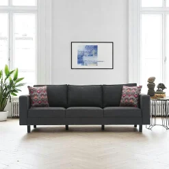 Canapés 3 Places|Canapés En Tissu|CORTONA Canapé 3 places anthracite - pieds droits