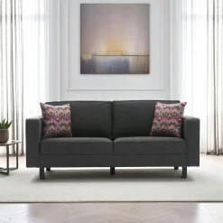 Canapés 2 Places|Canapés En Tissu|CORTONA Canapé 2 places anthracite - pieds droits