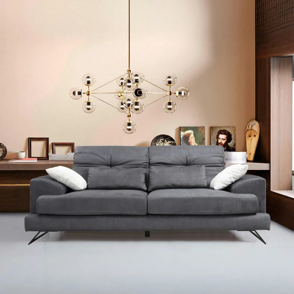 Canapés 3 Places|Canapés En Tissu|MILO Canapé 3 places anthracite avec dossier inclinable