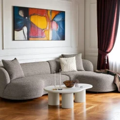 Canapés En Tissu|Canapés D'Angle|BERLIN Canapé 4 places arrondi - sable, méridienne gauche