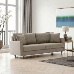 Canapés 3 Places|Canapés En Tissu|COMO Canapé 3 places beige - dossier haut