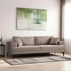 Canapés 3 Places|Canapés En Tissu|JACA Canapé 3 places beige avec couchage d’appoint