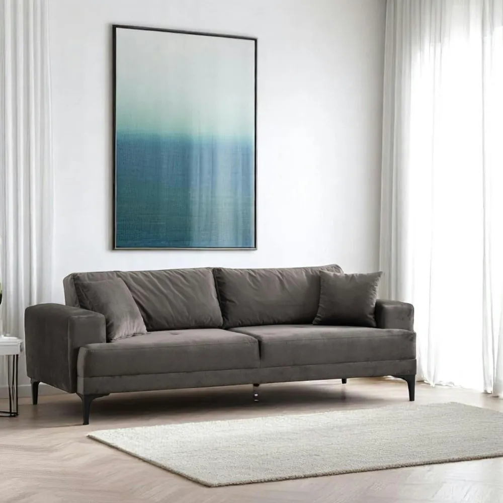 Canapés 3 Places|Canapés En Tissu|JACA Canapé 3 places beige avec couchage d’appoint