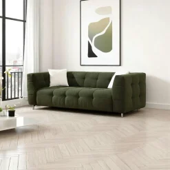 Canapés 3 Places|Canapés En Tissu|RAVELLO Canapé 3 places beige capitonné