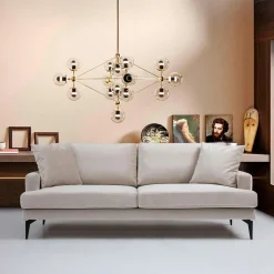 Canapés En Tissu|SEATTLE Canapé 2 places beige en tissu velours 175 cm