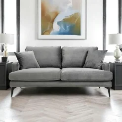 Canapés En Tissu|SEATTLE Canapé 2 places beige en tissu velours 175 cm