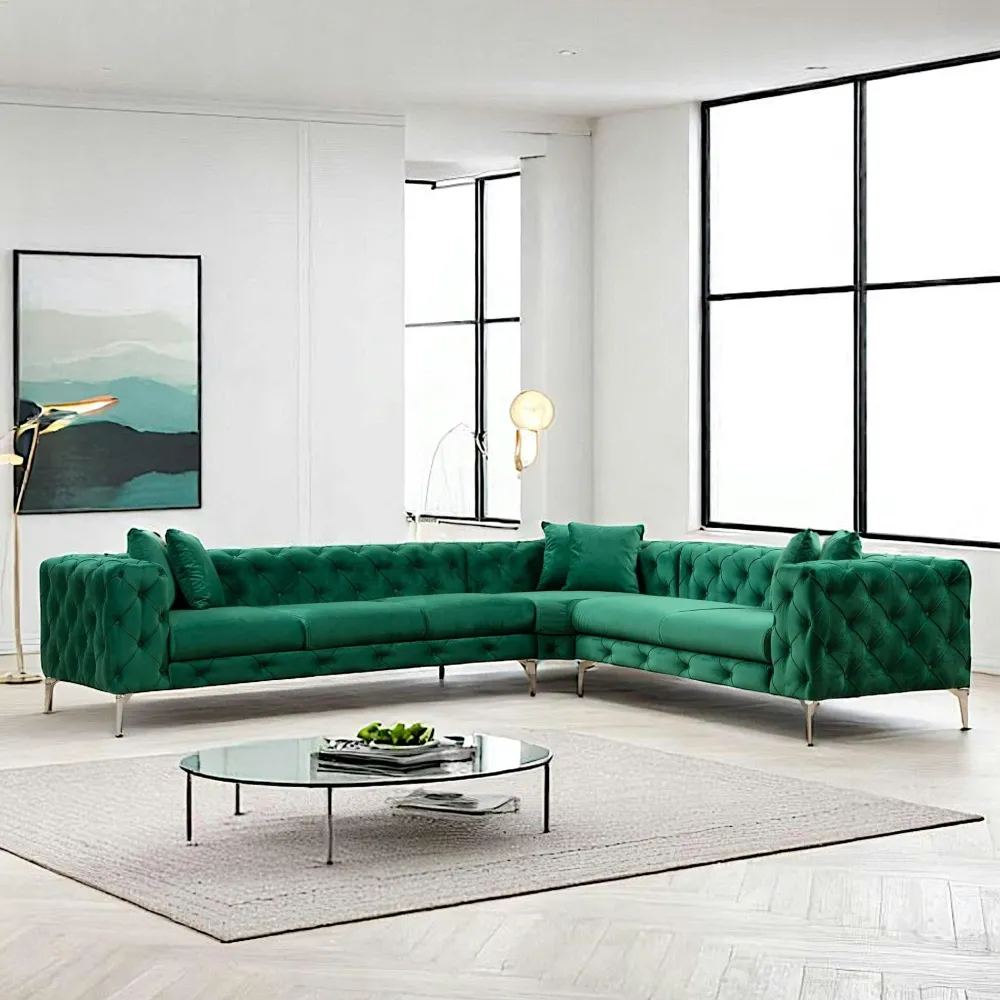 Canapés En Tissu|DOVER Canapé 2 places beige en velours capitonné