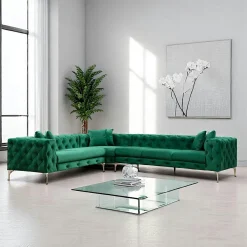 Canapés En Tissu|DOVER Canapé 2 places beige en velours capitonné