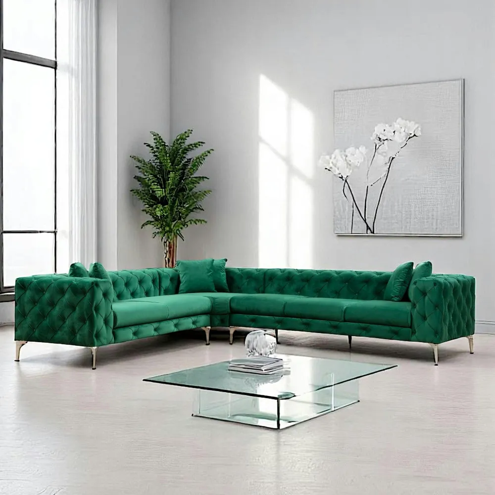 Canapés En Tissu|DOVER Canapé 2 places beige en velours capitonné