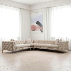 Canapés En Tissu|DOVER Canapé 2 places beige en velours capitonné