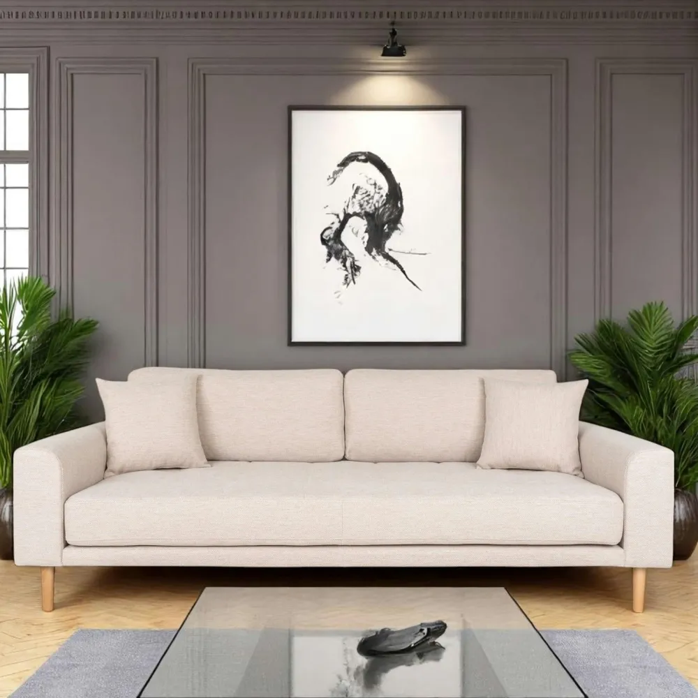 Canapés 3 Places|Canapés En Tissu|AMSTERDAM Canapé 3 places beige sable - 210 cm