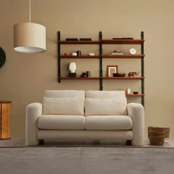 Canapés En Tissu|LUCCA Canapé 2 places beige velours côtelé, lignes arrondies