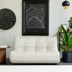 Canapés En Tissu|ARVEN Canapé 2 places blanc en tissu plissé 145 cm