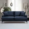 Canapés En Tissu|SEATTLE Canapé 2 places bleu en tissu velours 175 cm