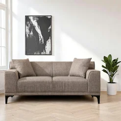 Canapés En Tissu|Canapés 2 Places|ORSAY Canapé 2 places brun taupe - accoudoirs larges