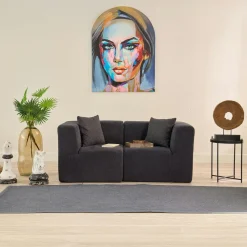 Canapés En Tissu|PLOVIA Canapé 2 places compact vert tissu chenille