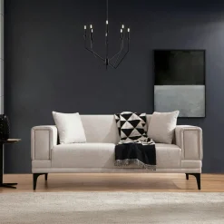 Canapés En Tissu|LUCCA Canapé 2 places écru, accoudoirs matelassés 170 cm