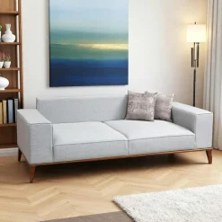 Canapés En Tissu|Canapés 3 Places|TOYA Canapé 3 places gris - lit d'appoint, coussins capitonnés