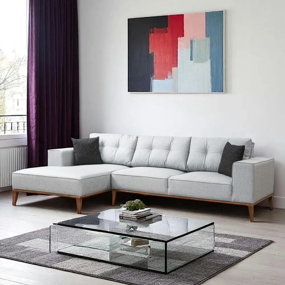 Canapés En Tissu|Canapés 3 Places|TOYA Canapé 3 places gris - lit d'appoint, coussins capitonnés