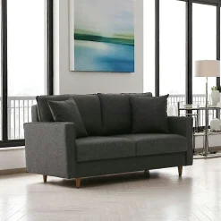 Canapés 3 Places|Canapés En Tissu|COMO Canapé 3 places gris anthracite - dossier haut