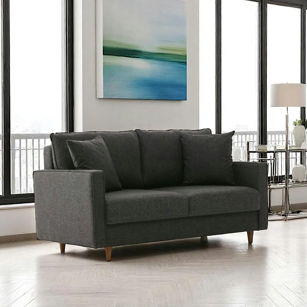 Canapés 2 Places|Canapés En Tissu|COMO Canapé 2 places gris anthracite - dossier haut