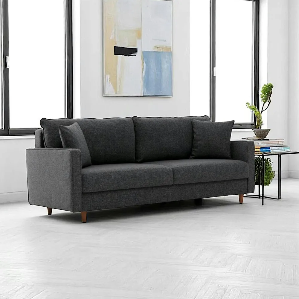 Canapés 2 Places|Canapés En Tissu|COMO Canapé 2 places gris anthracite - dossier haut