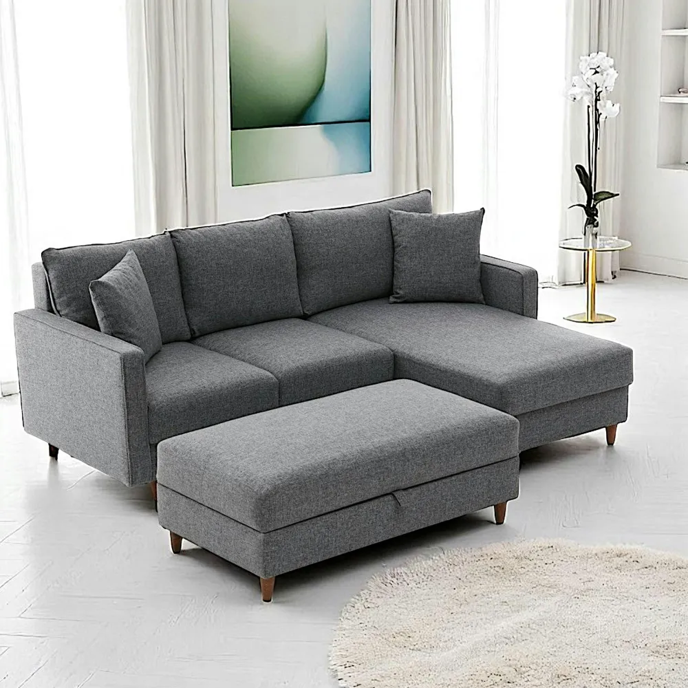 Canapés 2 Places|Canapés En Tissu|COMO Canapé 2 places gris anthracite - dossier haut