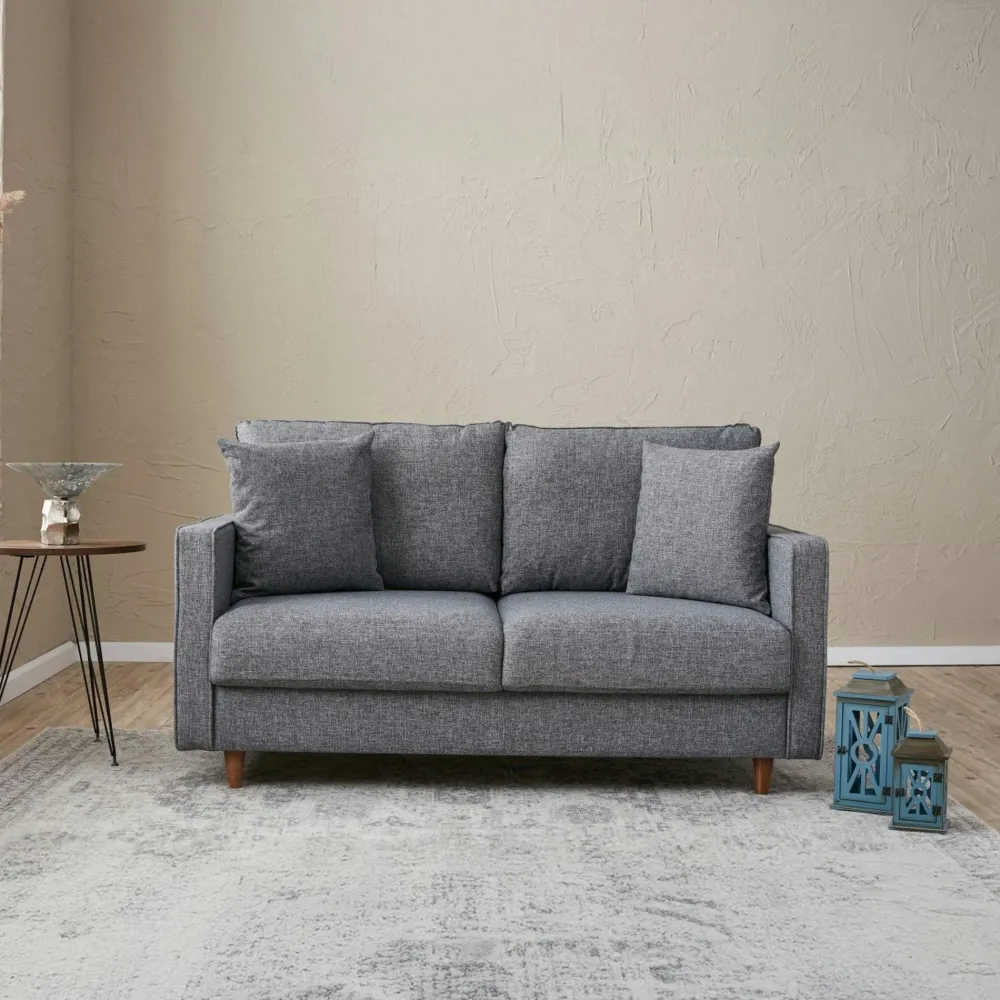 Canapés 2 Places|Canapés En Tissu|COMO Canapé 2 places gris anthracite - dossier haut