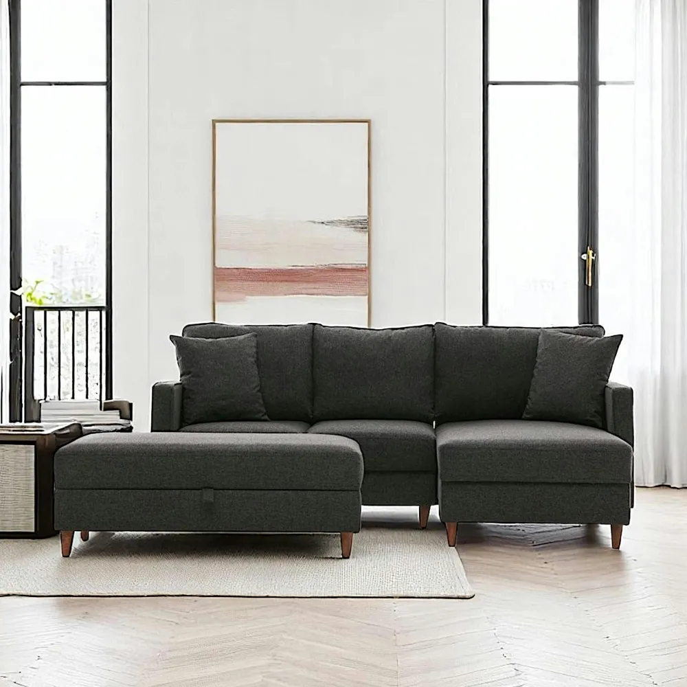 Canapés 2 Places|Canapés En Tissu|COMO Canapé 2 places gris anthracite - dossier haut