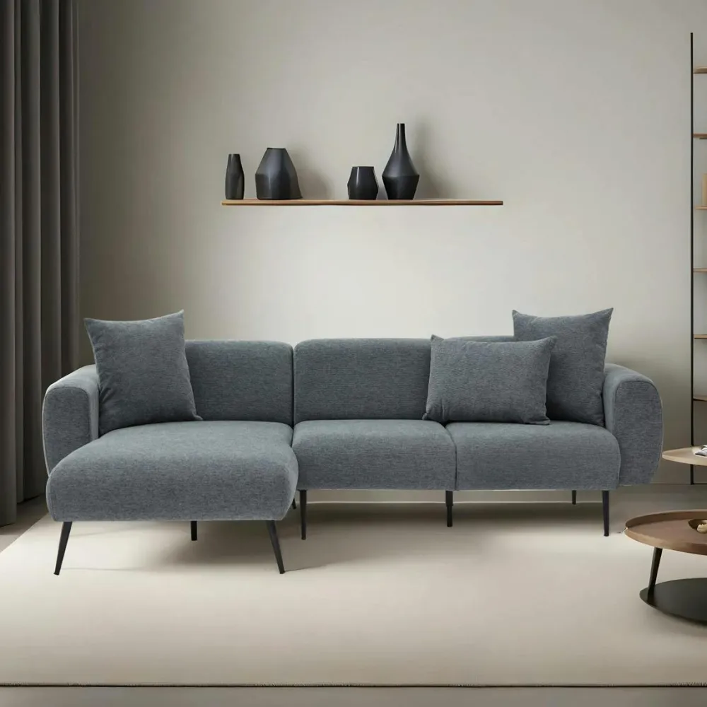 Canapés En Tissu|YOKOH Canapé 2 places gris anthracite, pieds métal noir