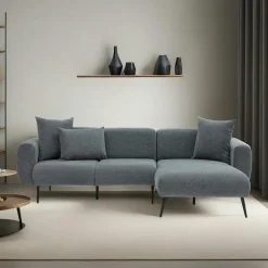 Canapés En Tissu|YOKOH Canapé 2 places gris anthracite, pieds métal noir