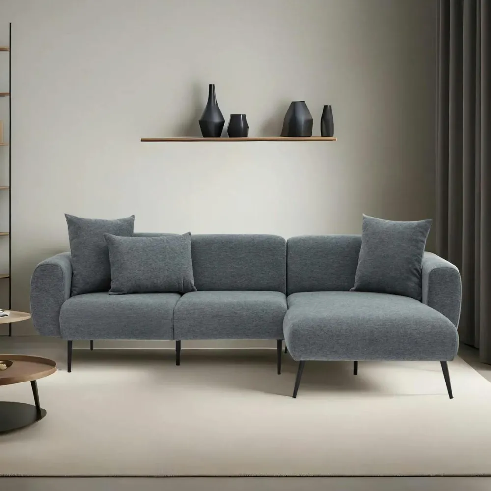 Canapés En Tissu|YOKOH Canapé 2 places gris anthracite, pieds métal noir