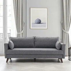 Canapés 3 Places|Canapés En Tissu|SPLIT Canapé 3 places gris chiné - dos droit